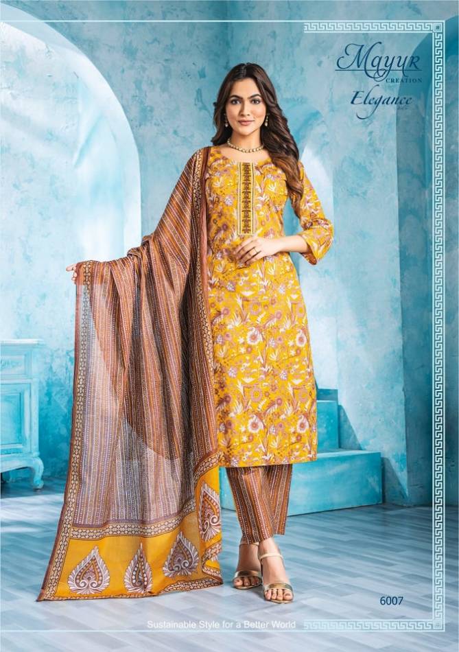 Eligance Vol 6 By Mayur Embroidery Neck Cotton Dress Material Wholesale Shop In Surat